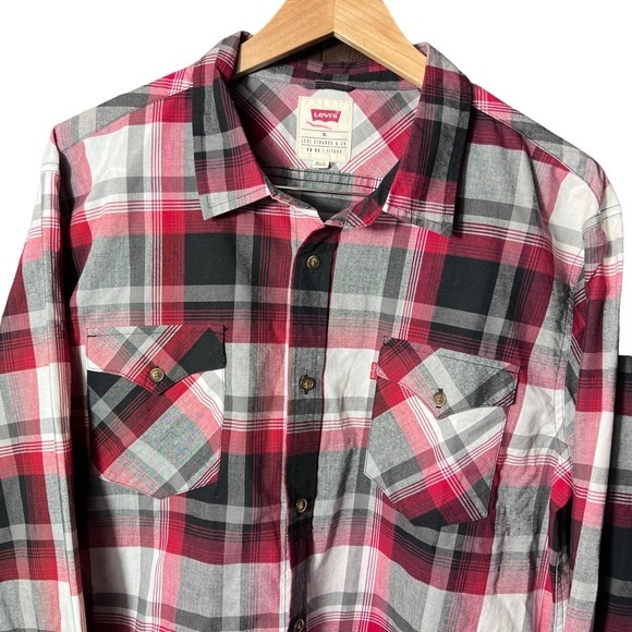 Levi's Button Up Mens XL Red Plaid Western NWT - Picture 4 of 7